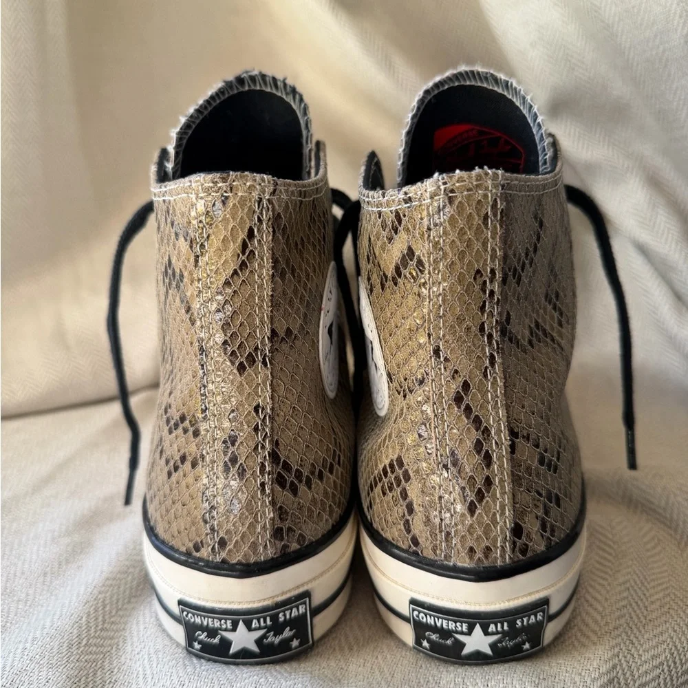 Converse High Top Snake Print Sneakers in Beige and Black - Picture 4 of 7